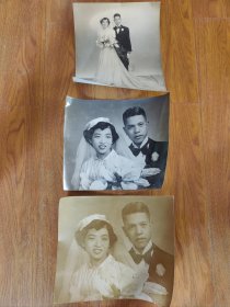 民国老照片 大尺寸结婚照一套3张合销(购买于上海)