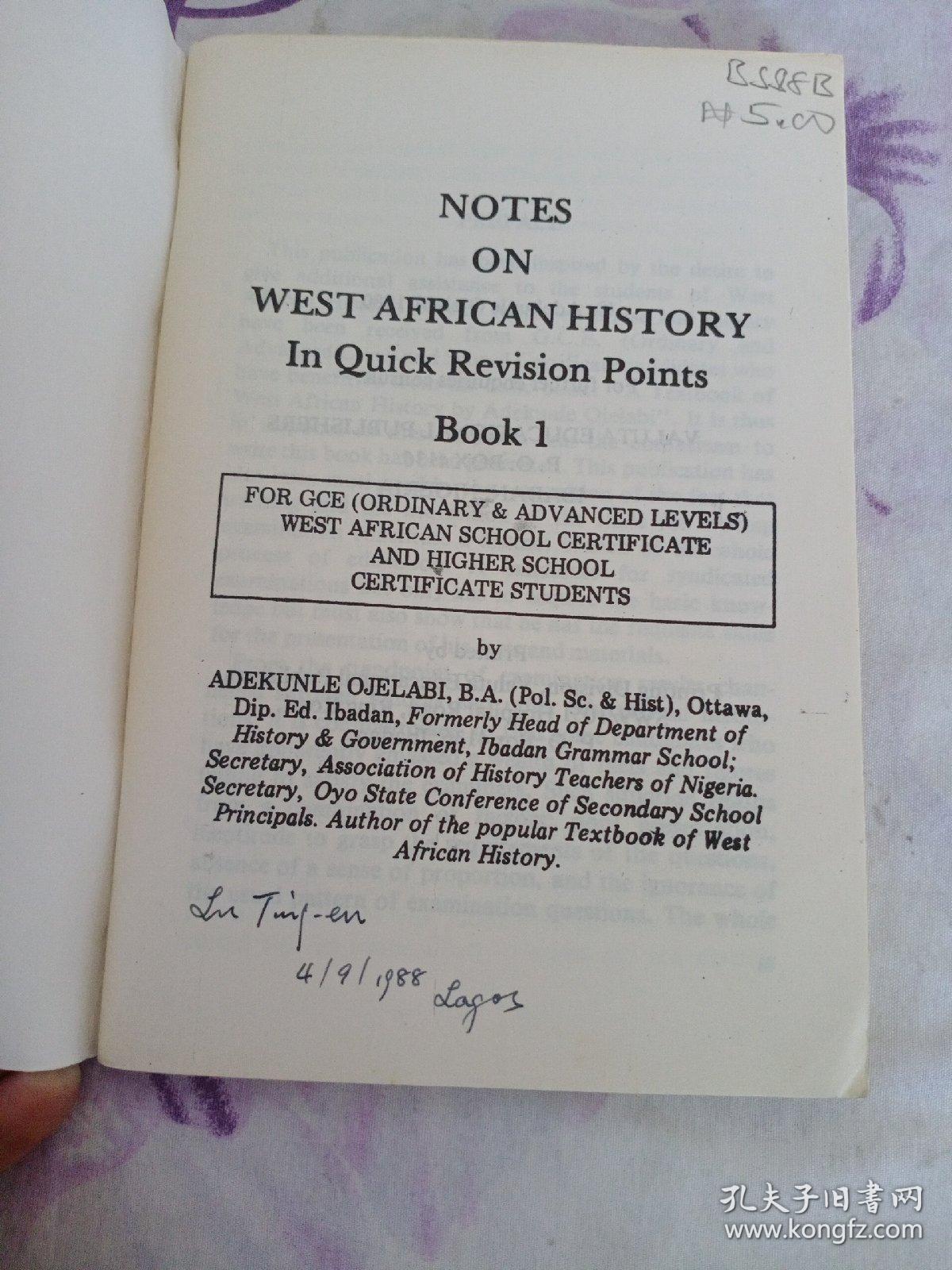 NOTES ON WEST AFRICAN HISTORY