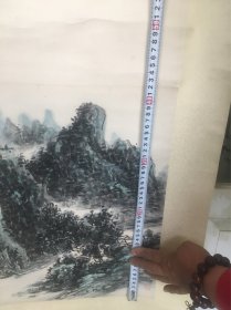 【保证手绘】黄宾虹，中国著名画家，《山水》，画面精致，结构清晰，镜心我们把此拍品标注“手绘工艺品”，不保真，有任何异议请先咨询。欢迎各位出价！