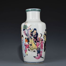 清康熙青花五彩十二花神人物瓶 44*21厘米