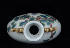 清乾隆珐琅彩智勇双全鎏金扁瓶;40x29厘米