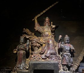 道教雷祖木雕神像，九天应元雷声普化天尊造像，威武肃穆