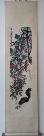萧龙士花鸟原装裱精品立轴