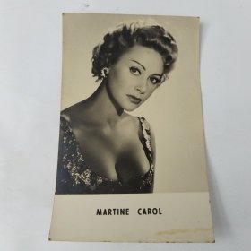 明信片。50年代欧洲著名女影星玛蒂娜.卡罗尔。昙花一现，早逝。（见详细描述）