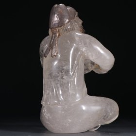 清代 水晶嵌银胡人摆件