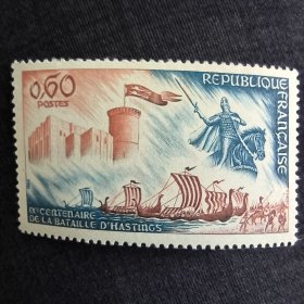 FR1法国1966 黑斯廷海战役900周年 城堡纪尧姆雕像 雕刻版外国邮票 新 1全