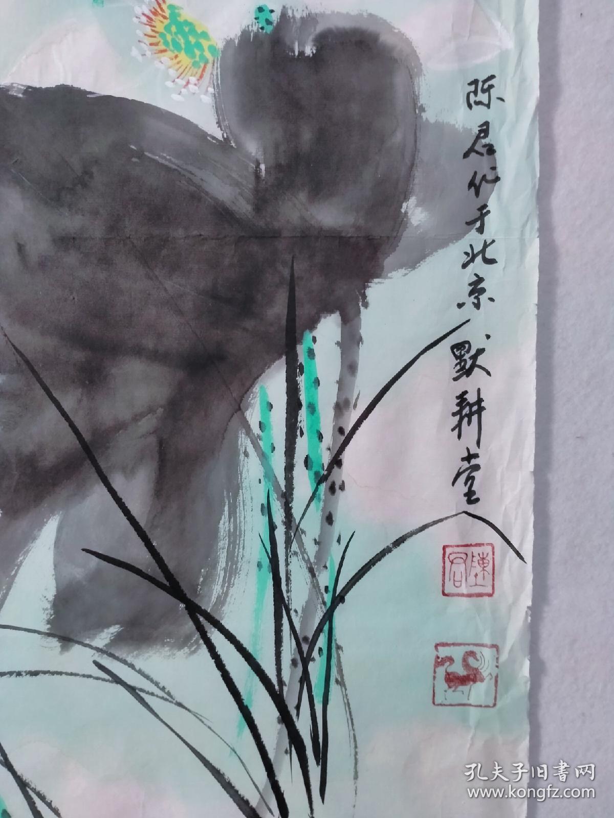 保真书画，何海霞入室弟子，陈君四尺斗方国画作品《溢韵香风生》一幅，纸本画心尺寸：70*69