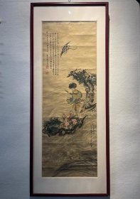 菜鹤汀画 栾仕超题字 122*44cm，软片 蔡鹤汀（1909—1976）国画家。字颐元，号枕石散人，福州台江人，取法任伯年、王石谷、八大山人、吴昌硕。