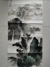 著名画家沈剑南《山高水长图》，著名画家上海文史馆馆员沈剑南，号孤庭。