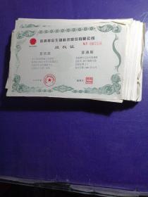 陕西美辰生物科技股份有限公司股权证（普通股） 一百股 一捆