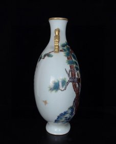 清乾隆珐琅彩智勇双全鎏金扁瓶;40x29厘米