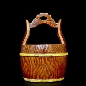 清乾隆仿生瓷木纹釉一桶天下;19x14厘米