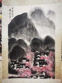 林光 字秋痕（1907-1979） 著名画家，福州市人，善画古代人物，师授名家 李霞，又工山水、花鸟。生前为中国美术家协会福建分会会员，福州画院画师，福州国画研究会会员。山水68+44cm画心，182+55立轴设色纸本(作品得自作者家属，画芯有小破损