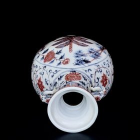 明洪武青花釉里红芭蕉象耳瓶 35/20厘米