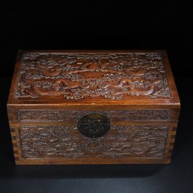 花梨木雕刻双龙戏珠多宝盒收纳盒
长40厘米宽23厘米高20.5厘米