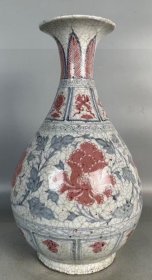 元青花釉里红玉壶春瓶，10000