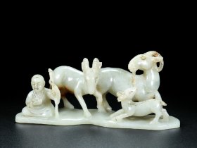 和田老玉“三羊开泰”摆件