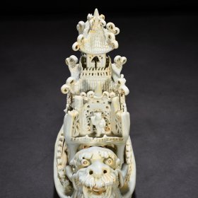 宋湖田窑影青釉八仙人物纹龙船 26*26厘米