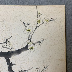 日本回流色纸,卡纸画,手绘彩墨画,27*24cm,梅花图