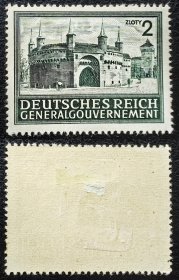 2-344#，1943年德占波兰邮票1枚新，原胶背贴有薄。建筑风光，历史遗迹。二战集邮。