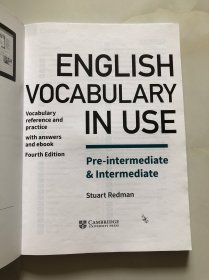 剑桥英语词汇中级上册 英文原版 English Vocabulary in Use - Pre intermediate and Intermediate