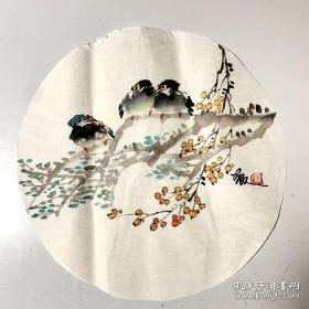 胡人国画团扇花鸟小品253