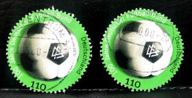 信113德国2000年邮票 足球协会百年纪念 圆形 1全上品信销随机发货（邮票内芯）2015斯科特目录0.8美元