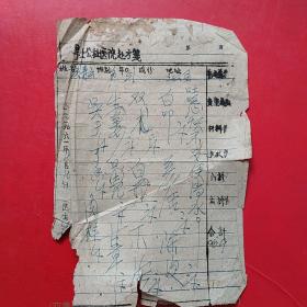 1961年4月10日，旱土公社医院，处方收据。（生日票据，医院，医疗类票据）。（8-1）