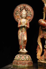 (议价） 北齐汉白玉彩绘大观音一套工艺精美法相庄严高150cm宽60cm厚45cm高1米宽36cm厚30cm