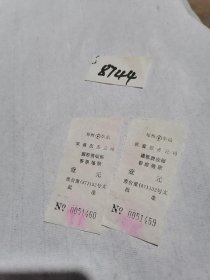 交通专题，八十年代郑州车站联营服务公司送票费收据2张合售
