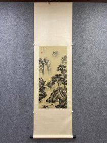 虚云法师 山水，绢本精品立轴，尺寸91x42厘米