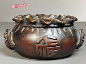 旧藏松月阁款，铜香炉。