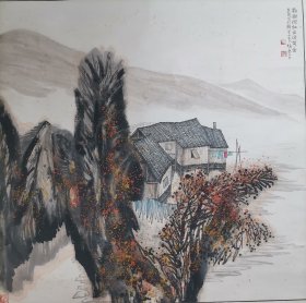 邓克成 四川著名书画家 书画教育家 原装原裱四尺斗方精品山水画 画心尺寸67*66厘米