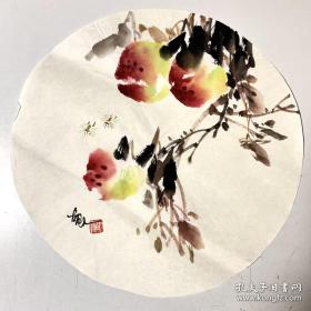 胡人国画团扇花鸟小品258