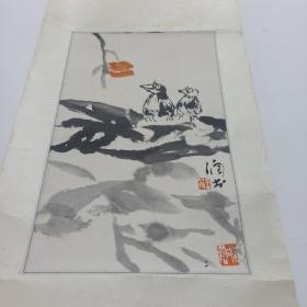 河北著名画家翟润书先生九十年代精品水墨作品，原装老裱，十分难得。