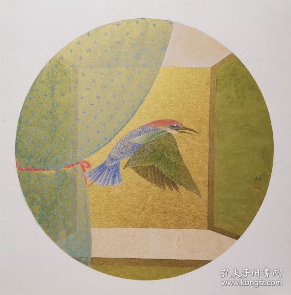 韩非老师工笔花鸟   南京白云堂画廊  韩非花鸟画芯：43x43cm