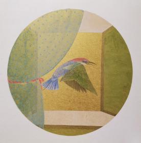 韩非老师工笔花鸟   南京白云堂画廊  韩非花鸟画芯：43x43cm