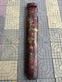 旧藏木胎漆器彩绘童子图民族古琴乐器，古琴长度122厘米宽21厘米厚8厘米