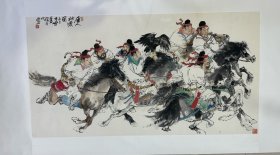 保真：刘怀山 作《唐人秋猎图》