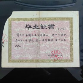 1974年山西省忻县第二中学高中毕业证