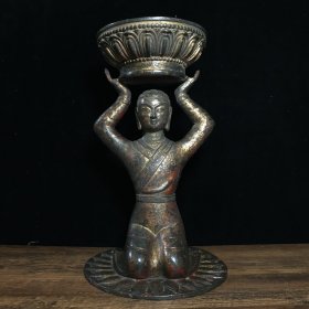 纯铜古人油灯摆件 收藏佳品
