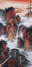 吕少华 字画国画四尺竖幅山水画精品泰山（自鉴）