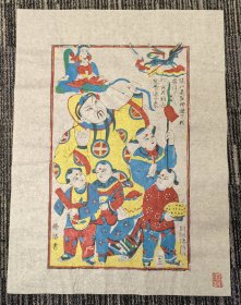 杨家埠年画《张仙射天狗》（杨洛书版）