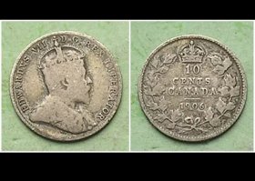加拿大1906年10分硬币 银币 爱德华七世