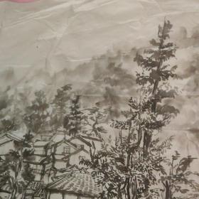 无款无名山水画2张
