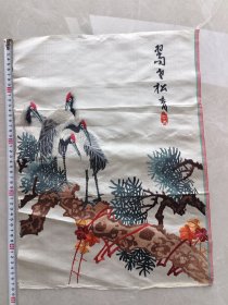 民国湘绣 花鸟 绣品 绫本 近全品相非常难得 尺寸48x36cm左右 包民国