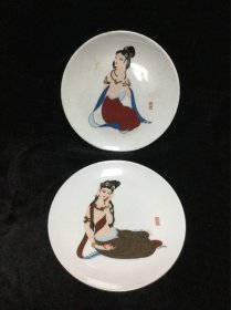七十年代界牌瓷赏盘〈工笔画、敦煌〉
