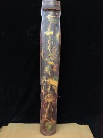 古代乐器描金古琴，高122厘米，宽20厘米，厚9厘米