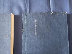 1957年《石刻篆文编》线装全2册，16开本，有虫蛀如图所示，无写划印章水迹。虫蛀限于蓝色绸子封面封底，虫蛀深入内页不算多，如图所示。整体品相如图所示实物拍照。