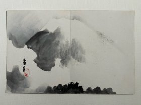 日本名家绘画：田中雪窓《富岳云起图》（册页、保真）